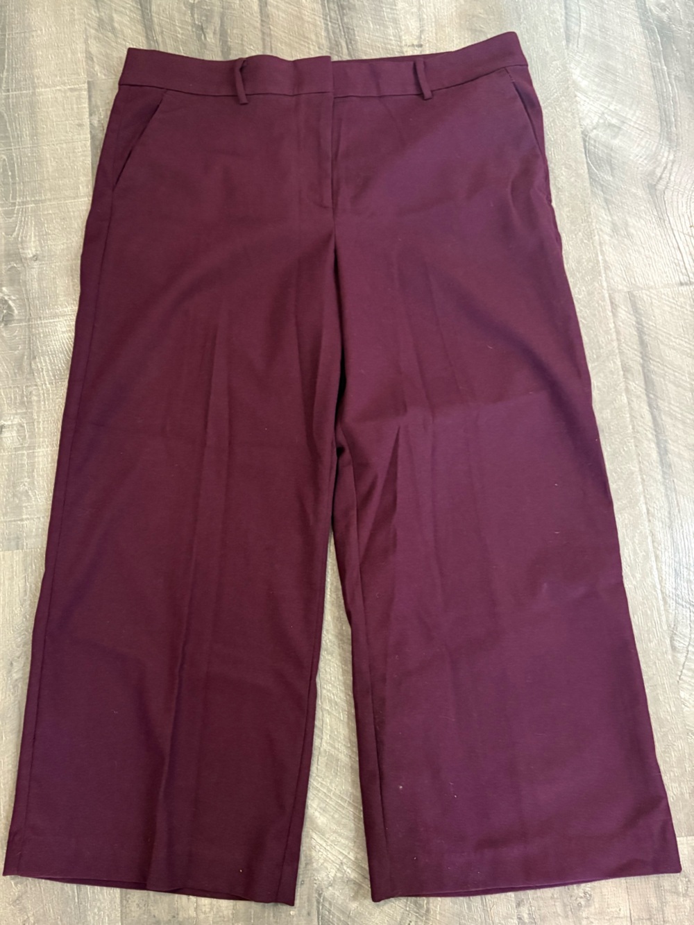 LOFT Wide-Leg Crop Pants in Burgundy